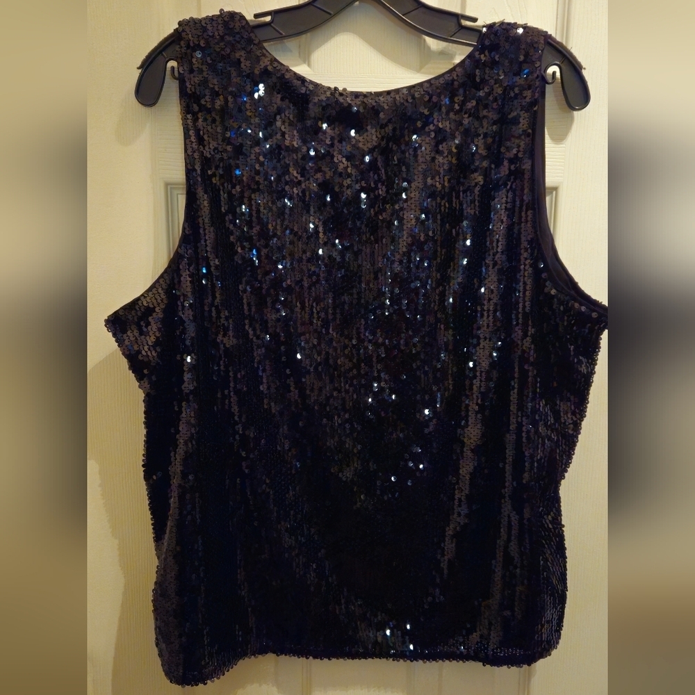 Nine West Black Sequin Sleeveless Tank Top - Size XXL - Picture 2 of 7